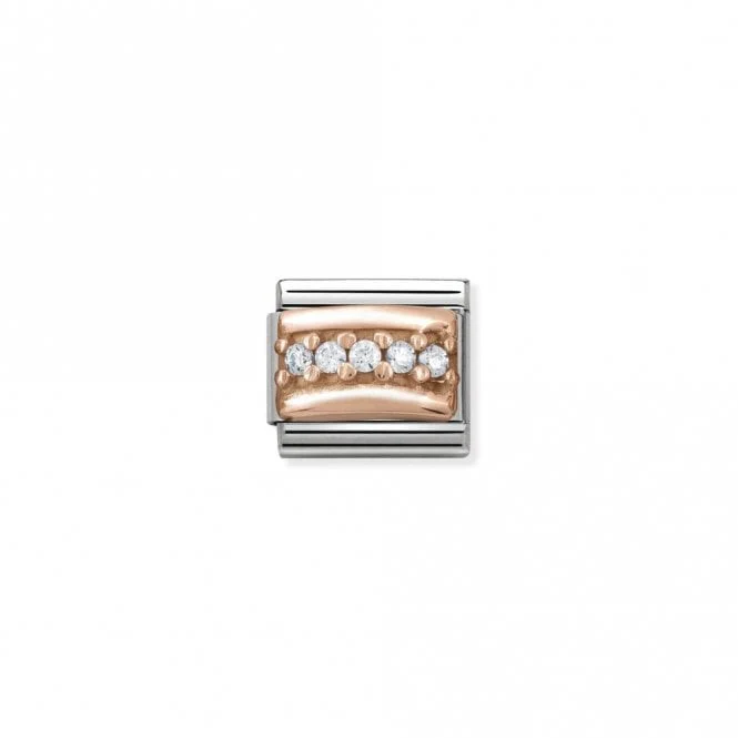 Classic Rose Gold CZ Pave White Strip Sparkly Charms