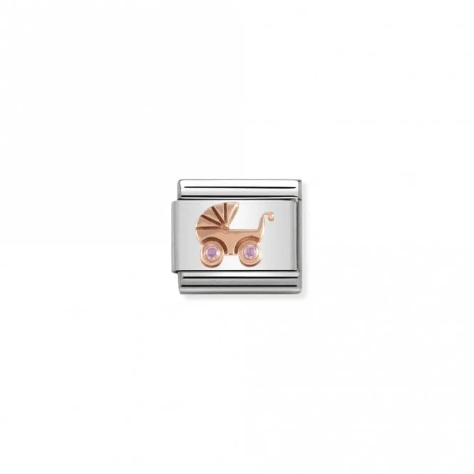 Classic Rose Gold CZ Pink Baby Carrier Friends & Family Charms