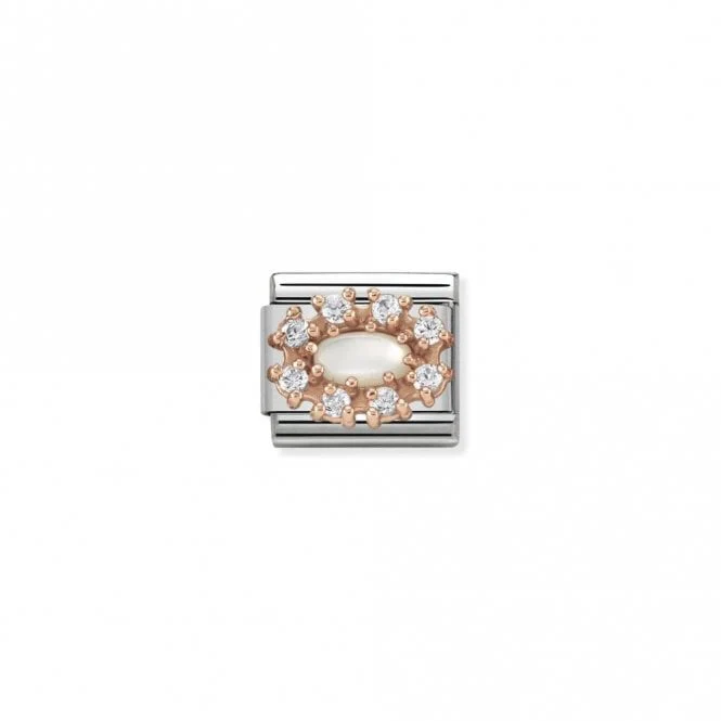 Classic Rose Gold CZ Rich White Mother Of Pearl Sparkly Charms