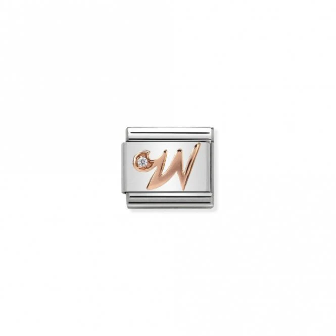 Classic Rose Gold CZ W Letter Charms