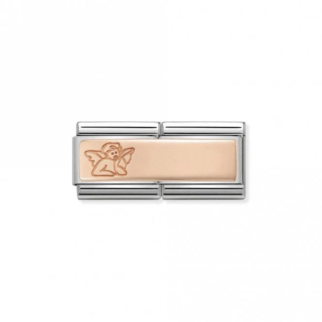 Classic Rose Gold Engravable Double Plate Angel Charms