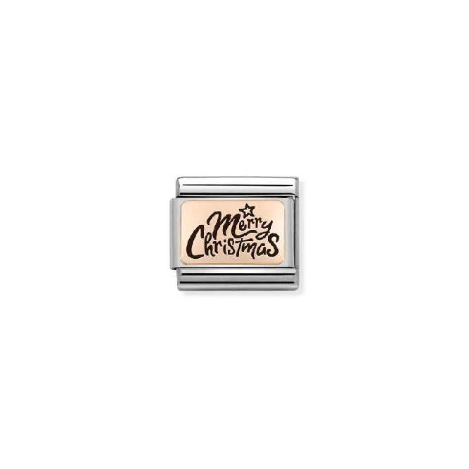 Classic Rose Gold Merry Christmas Italics Christmas Charms