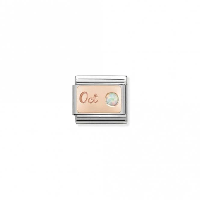 Classic Rose Gold October White Opal Birthday & Birthstones Charms