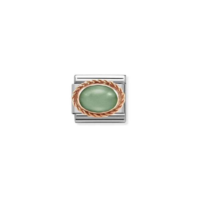 Classic Rose Gold Rich Green Aventurine Stone Sparkly Charms