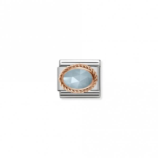 Classic Rose Gold Rich Milky Aquamarine Stone Sparkly Charms