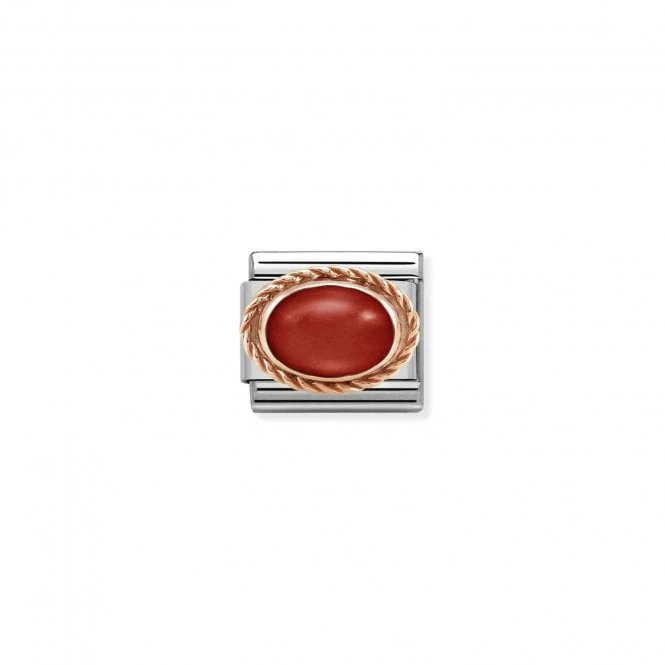 Classic Rose Gold Rich Red Coral Stone Sparkly Charms