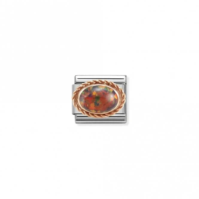 Classic Rose Gold Rich Red Opal Stone Sparkly Charms
