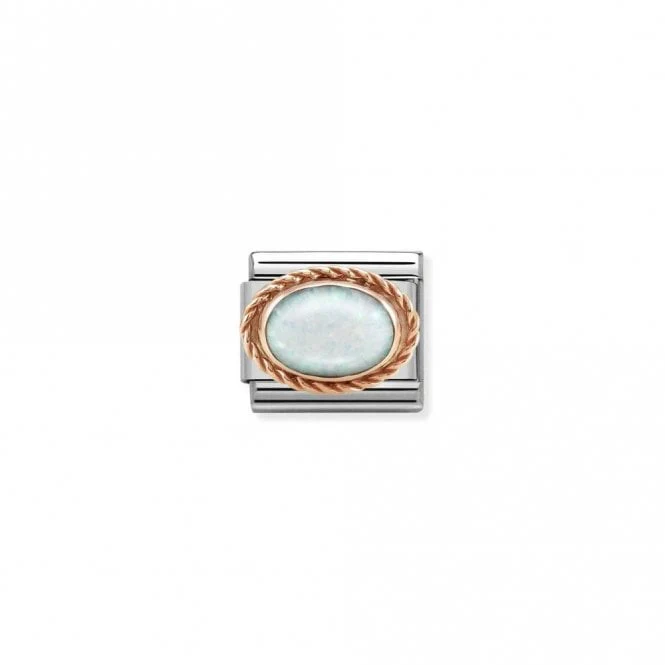Classic Rose Gold Rich White Opal Stone Sparkly Charms