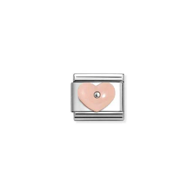 Classic Silver and CZ Pink Resin Heart Love & Hearts Charms