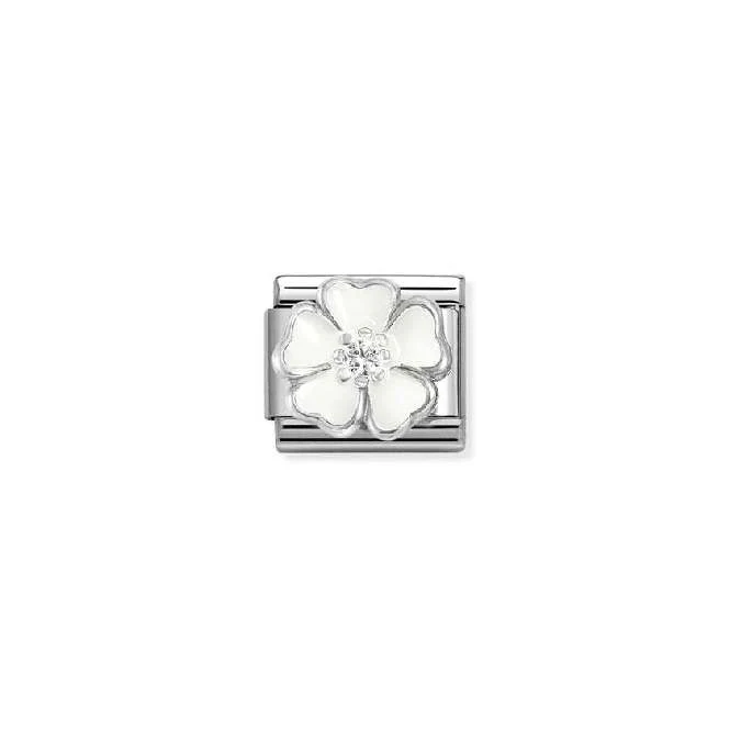 Classic Silver and CZ White and Peach Blossom Flowers & Nature Charms