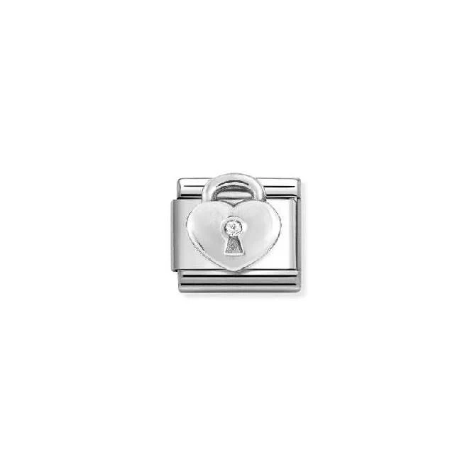 Classic Silver and CZ White Padlock Love & Hearts Charms