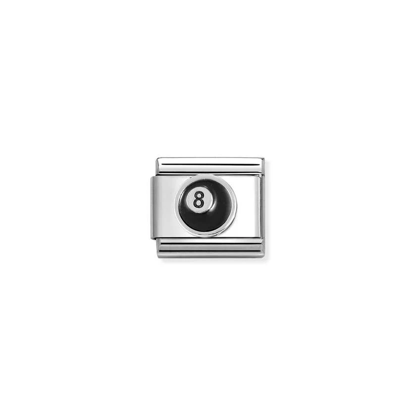 Classic Silver and Enamel 8 Ball Sports & Hobbies Charms
