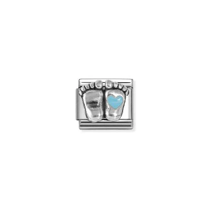 Classic Silver and Enamel Light Blue Rounded Feet Family & Friends Charms