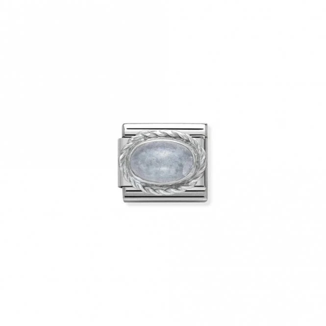 Classic Silver Aquamarine Oval Sparkly Charms
