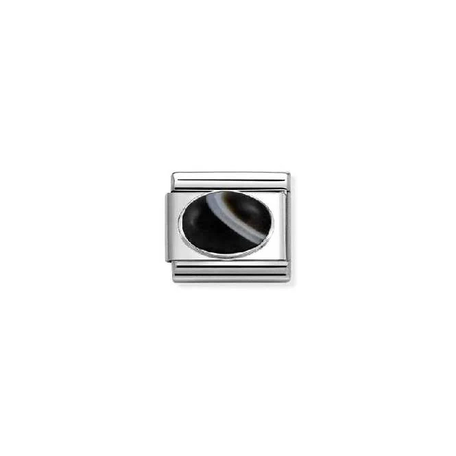 Classic Silver Banded Onyx Mat Sparkly & Stones Charms