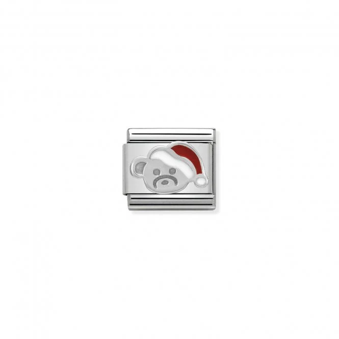 Classic Silver Bear with Hat Christmas Charms