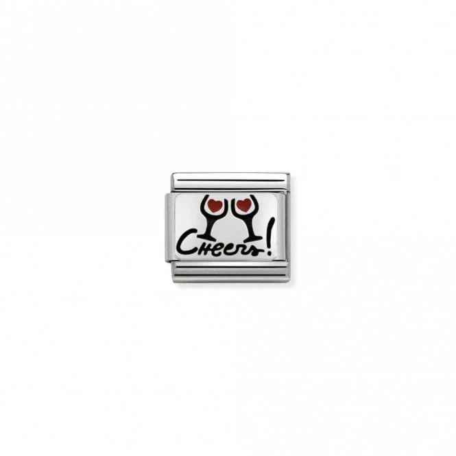 Classic Silver Cheers with Glasses Wedding & Anniversary Charms