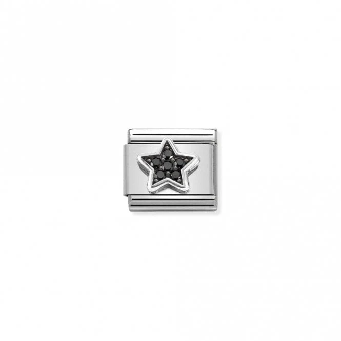 Classic Silver CZ Black Star Sparkly Charms