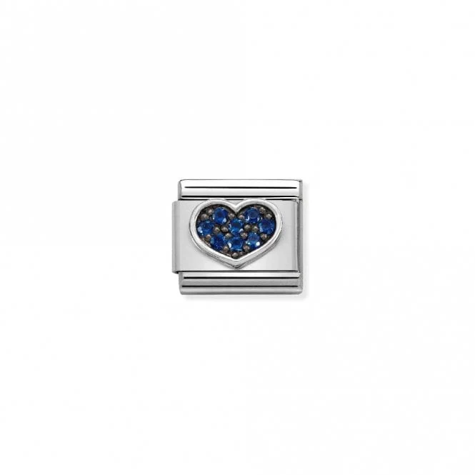 Classic Silver CZ Blue Heart Love & Hearts Charms