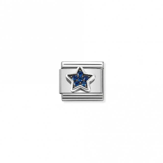 Classic Silver CZ Blue Star Sparkly Charms