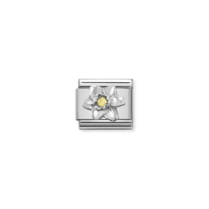 Classic Silver CZ Daffodil Flowers & Nature Charms