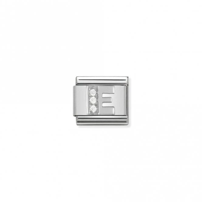 Classic Silver CZ E Letter Charms