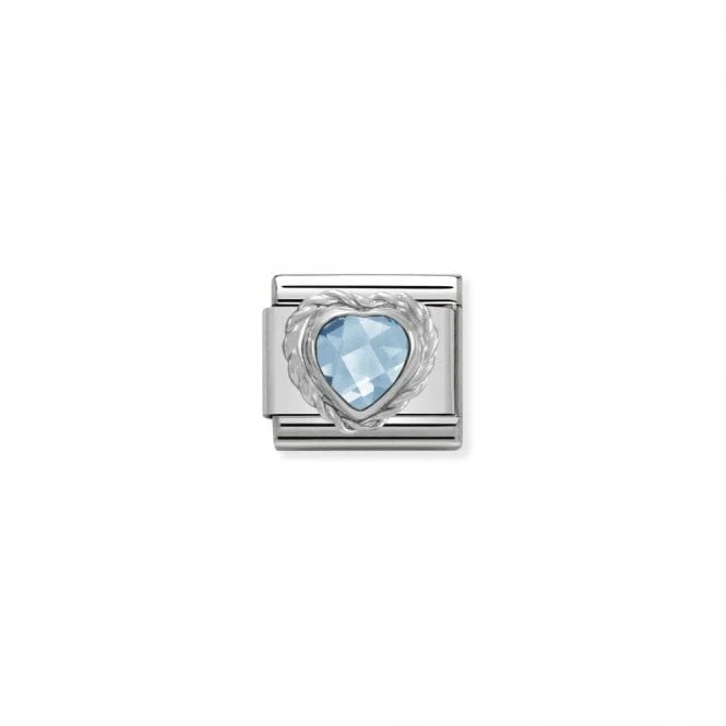 Classic Silver CZ Facetted Light Blue Heart Love & Hearts Charms