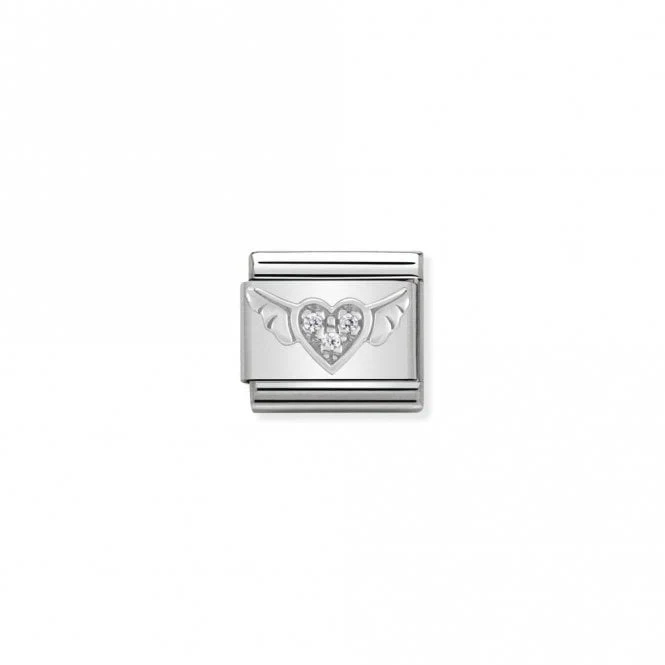 Classic Silver CZ Flying Heart Love & Hearts Charms
