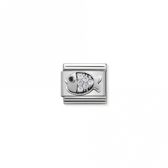 Classic Silver CZ Goldfish in White Animal Charms