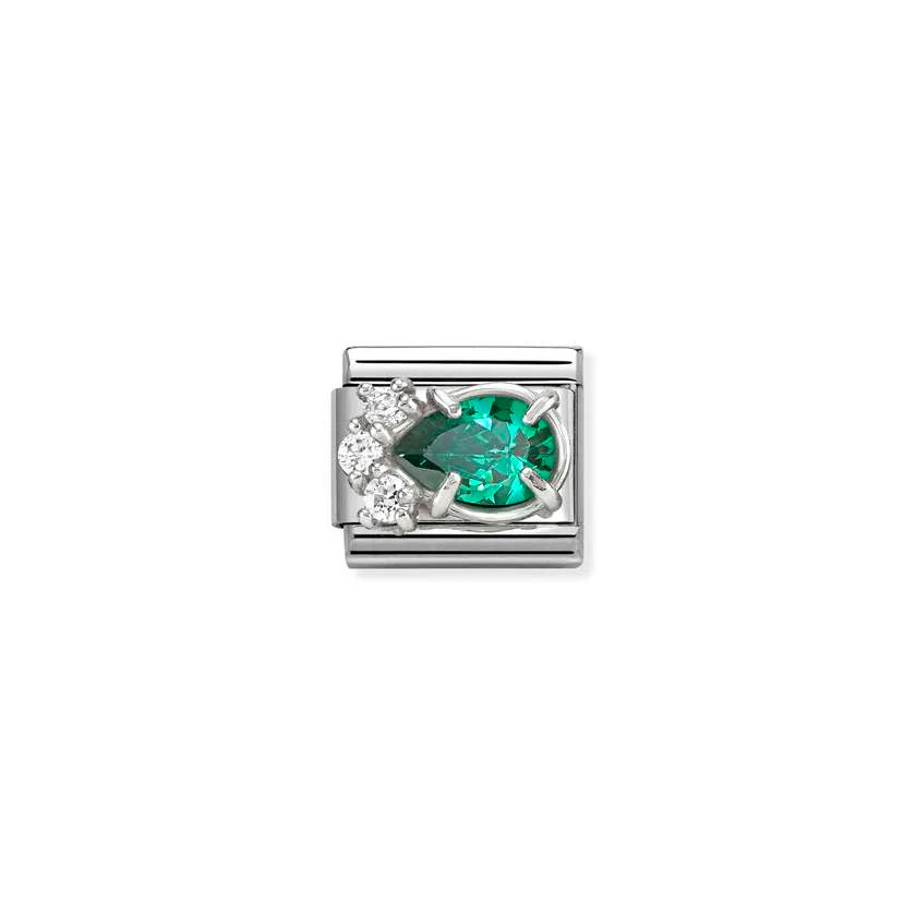 Classic Silver CZ Green Drop Sparkly & Stones Charms
