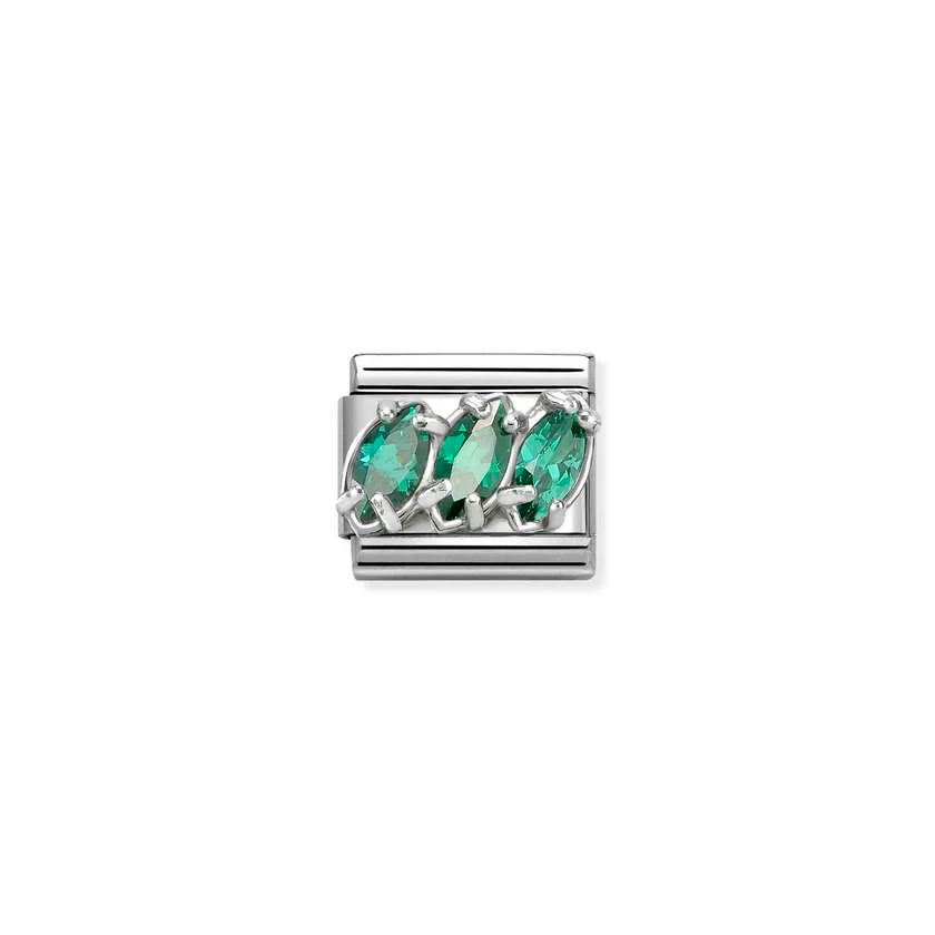 Classic Silver & CZ Green Trilogy Sparkly & Stones Charms