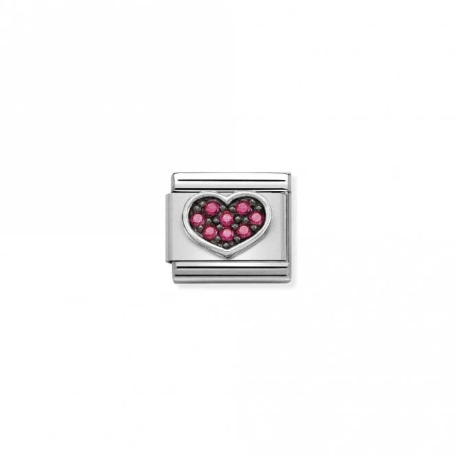 Classic Silver CZ Heart Fuchsia Love & Hearts Charms