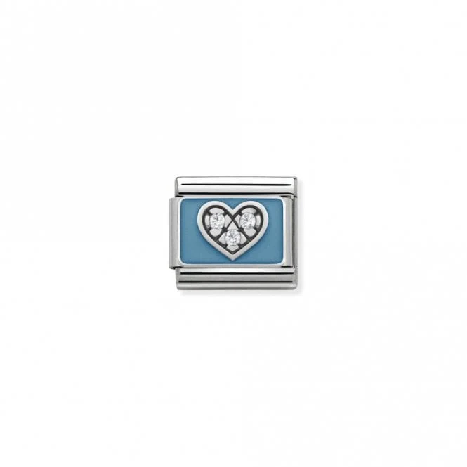 Classic Silver CZ Heart Light Blue Friends & Family Charms