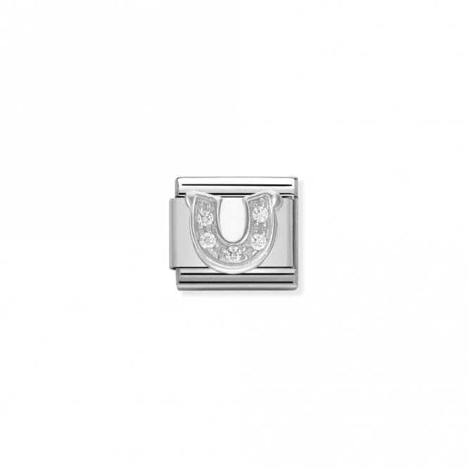 Classic Silver CZ Horseshoe Good Luck Charms