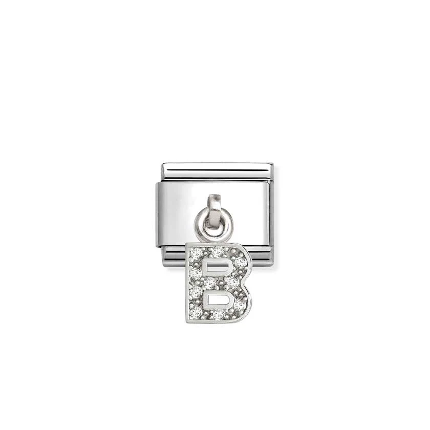 Classic Silver CZ Letter B Letters & Numbers Pendant Charms