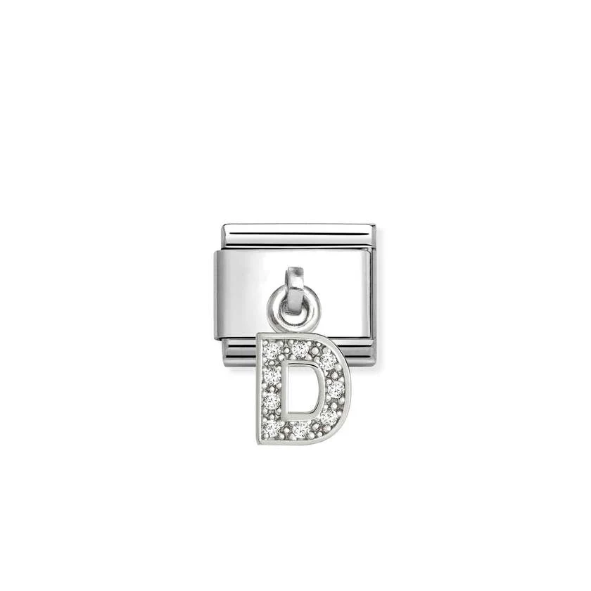 Classic Silver CZ Letter D Letters & Numbers Pendant Charms