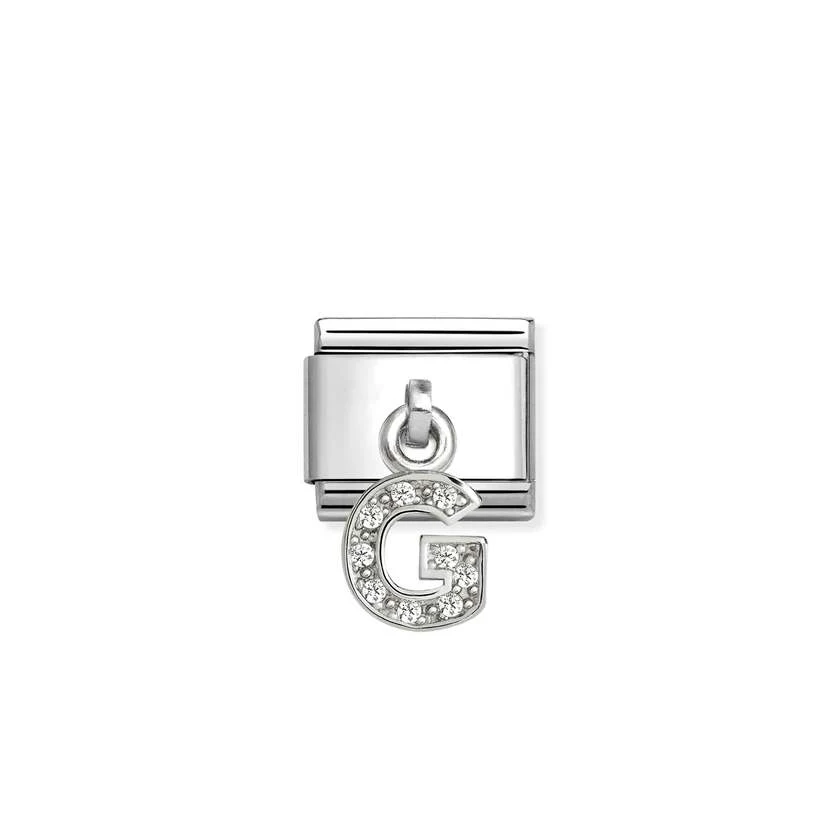 Classic Silver CZ Letter G Letters & Numbers Pendant Charms