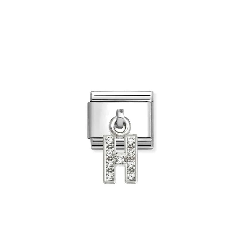 Classic Silver CZ Letter H Letters & Numbers Pendant Charms