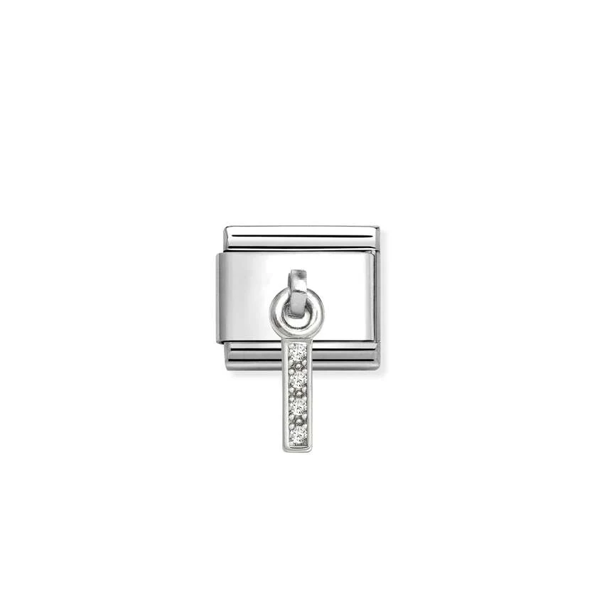 Classic Silver CZ Letter I Letters & Numbers Pendant Charms