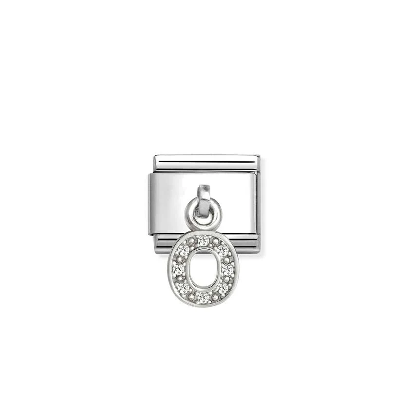 Classic Silver CZ Letter O Letters & Numbers Pendant Charms