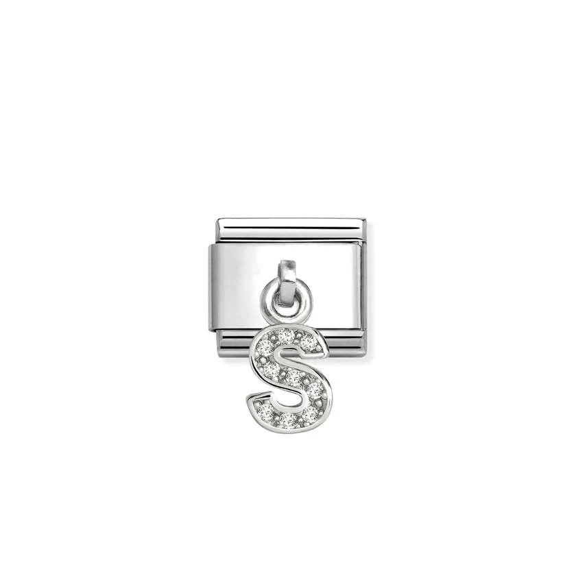 Classic Silver CZ Letter S Letter & Numbers Pendant Charms