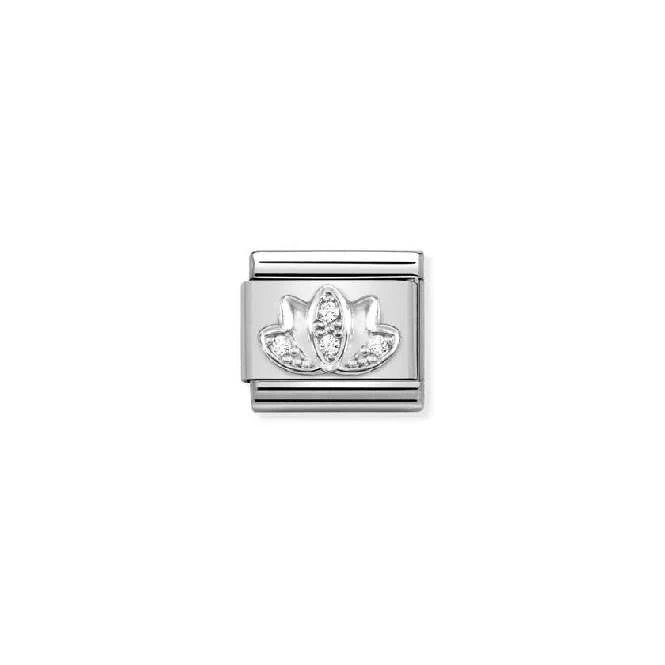 Classic Silver & CZ Lotus Flower Faith & Religion Charms