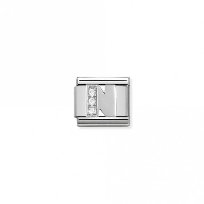 Classic Silver CZ N Letter Charms