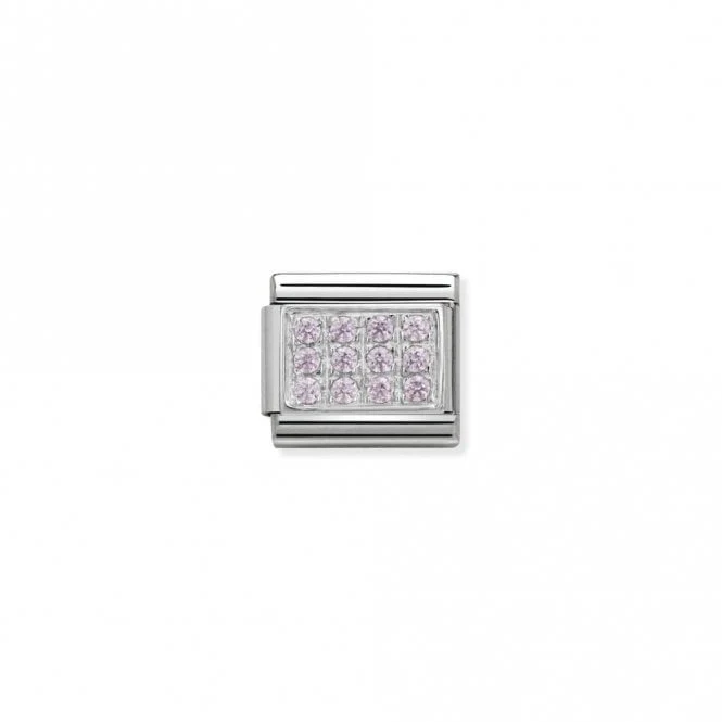Classic Silver CZ Pave Pink Sparkly Charms