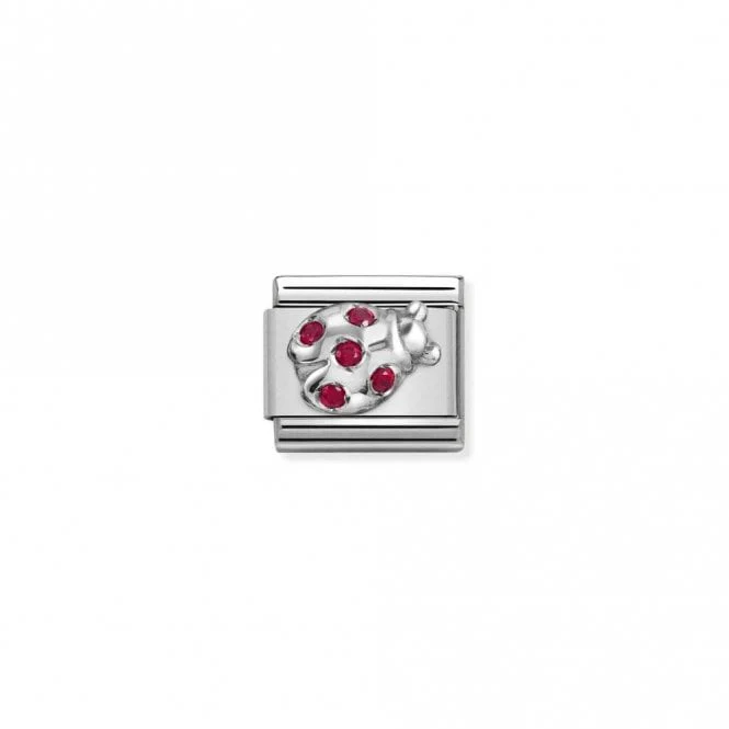 Classic Silver CZ Red Ladybug Animal Charms