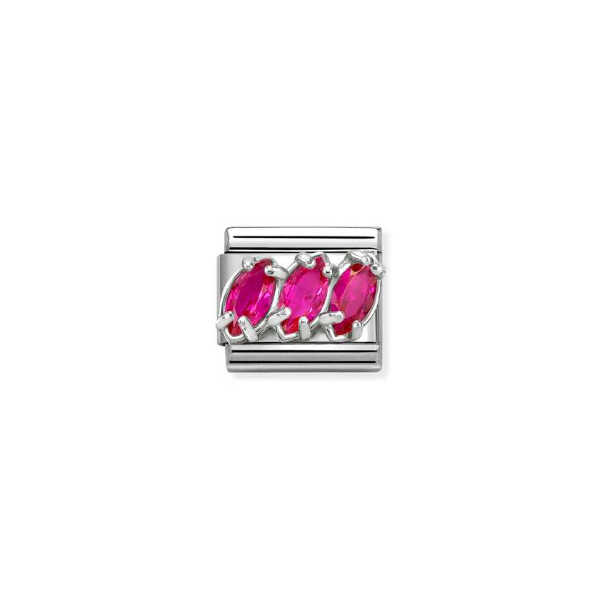 Classic Silver & CZ Red Trilogy Sparkly & Stones Charms