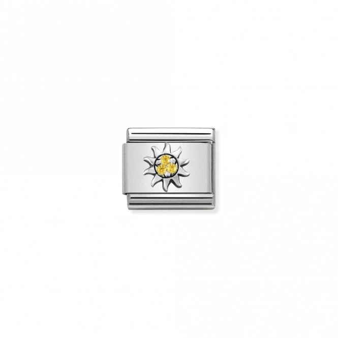 Classic Silver CZ Sun in Yellow Fairytale & Fantasy Charms