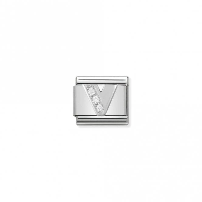 Classic Silver CZ V Letter Charms