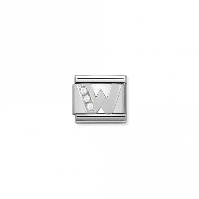 Classic Silver CZ W Letter Charms