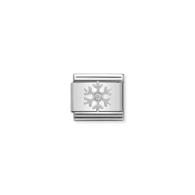 Classic Silver CZ White Snowflake Christmas Charms